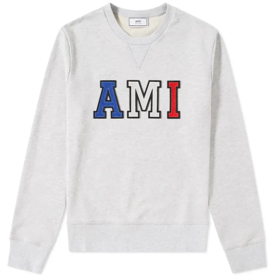 AMI Collegiate Tricolour Patch Logo Crew Sweat