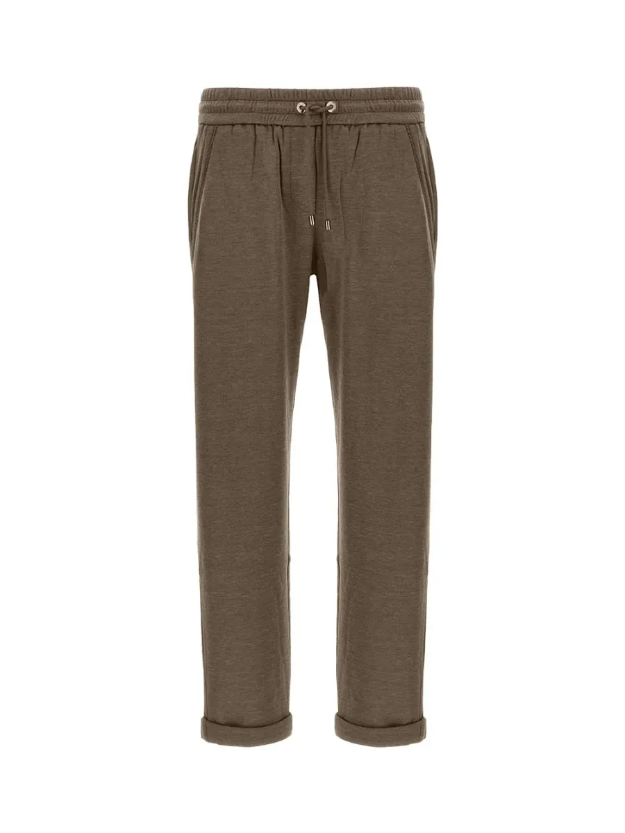 Cotton-Silk Pants Brown