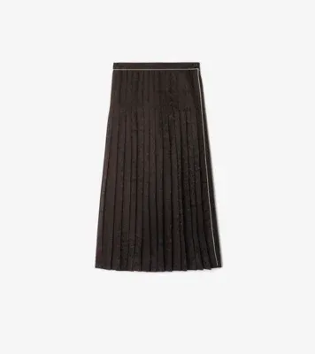 Sunflower Pleated Silk Skirt in Hawk brown
