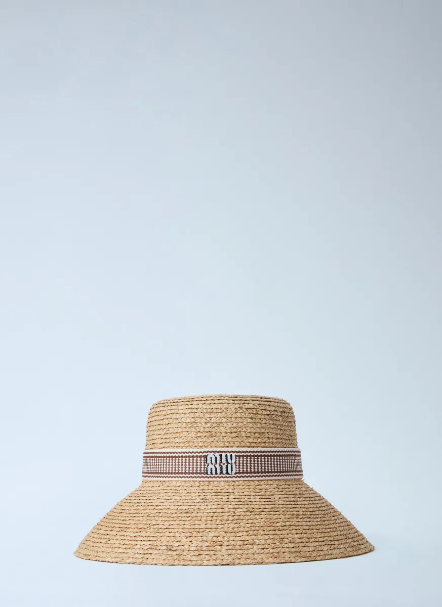 Woven Straw Hat with Logo Band