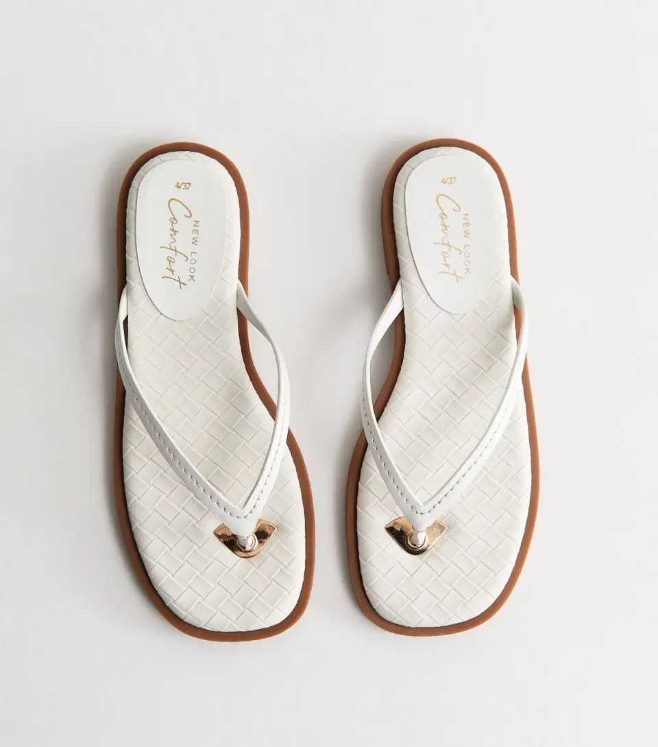 Women's White Crocodile Effect Faux Leather Sandals Vegan