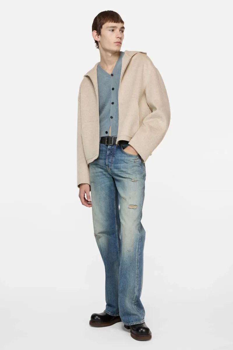 Cashmere jacket with hood