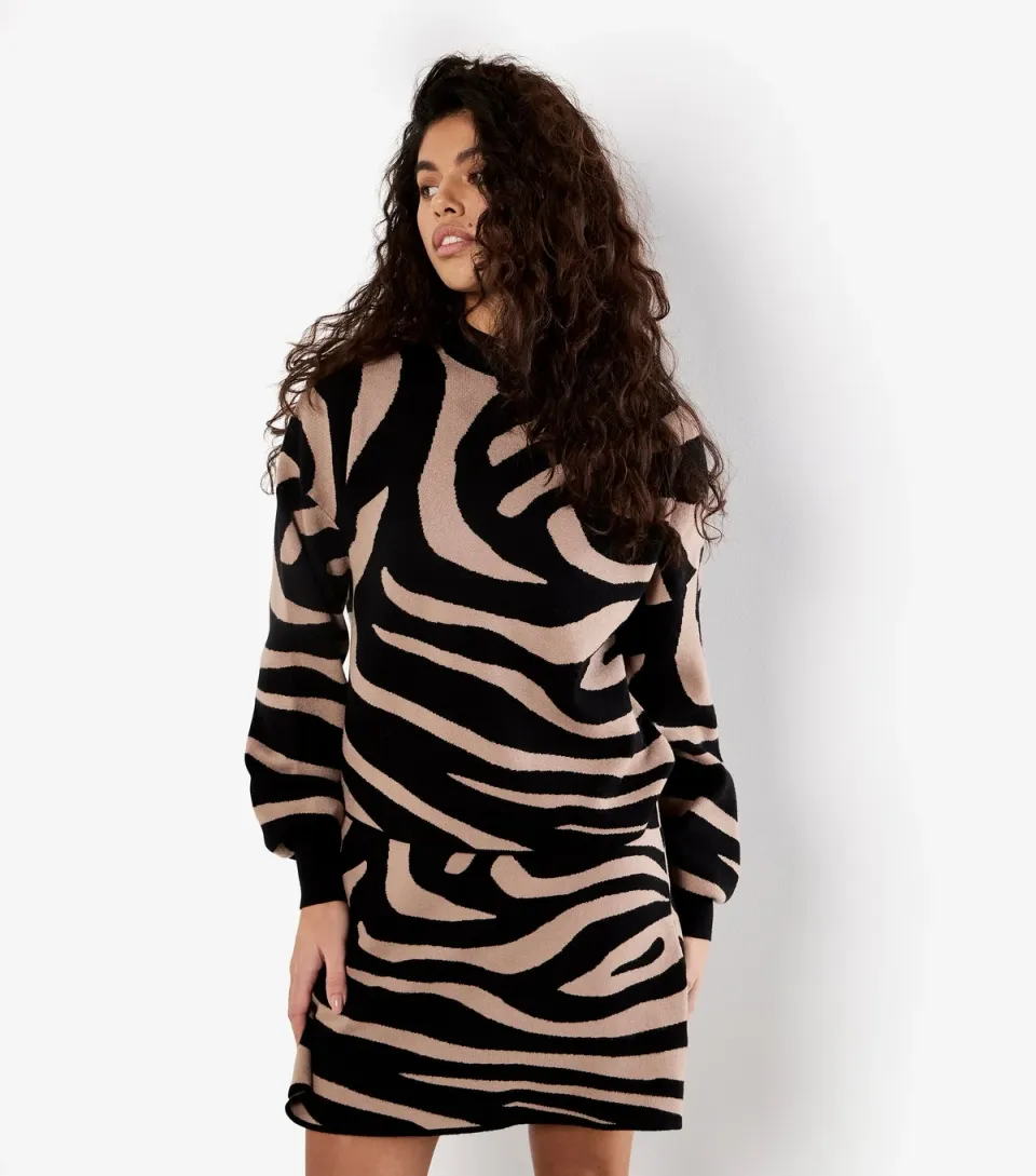 Women's Black Zebra Pattern Jumper