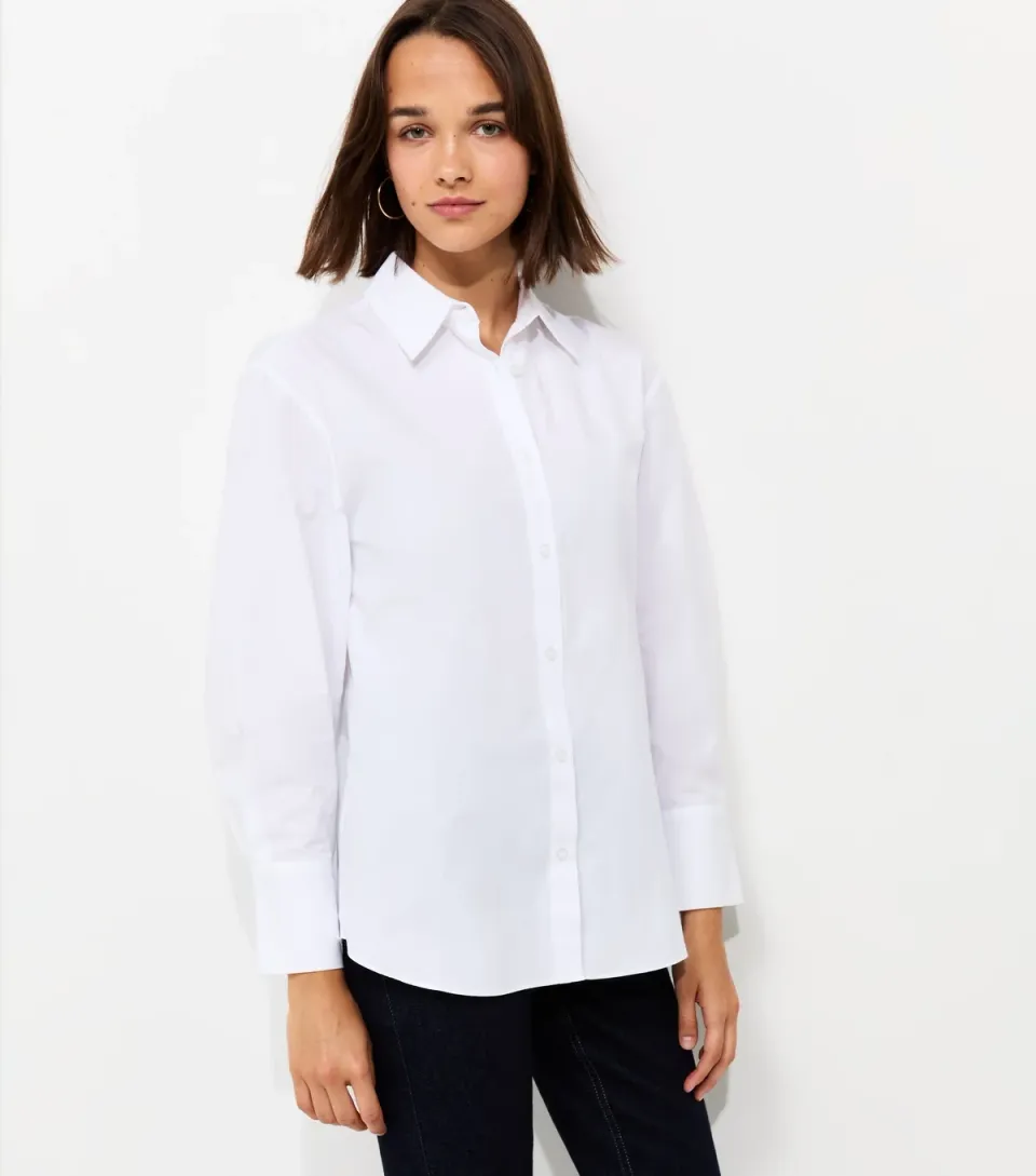 Women's White Cotton Poplin Oversized Shirt