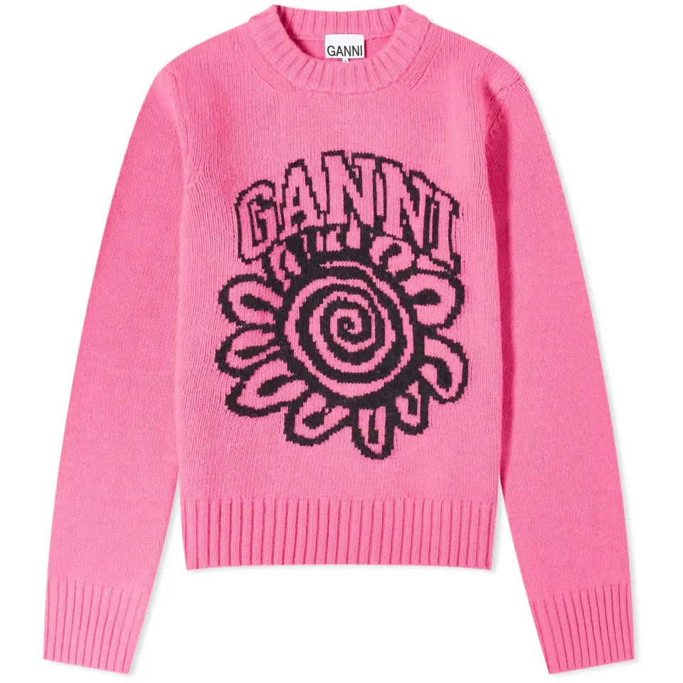 Graphic O-Neck Pullover Flower