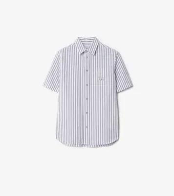 Striped Cotton Poplin Shirt in Marble grey/white