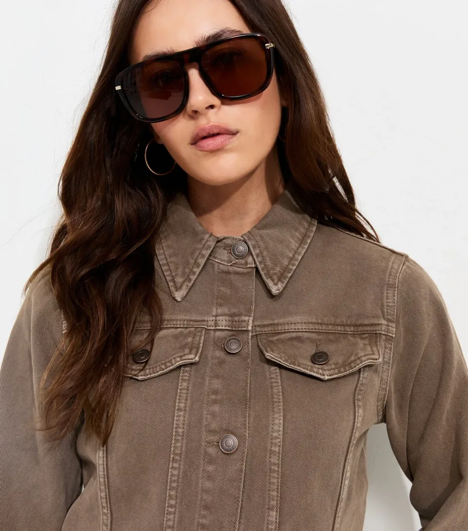 Women's Mink Cotton Cinched Waist Denim Jacket