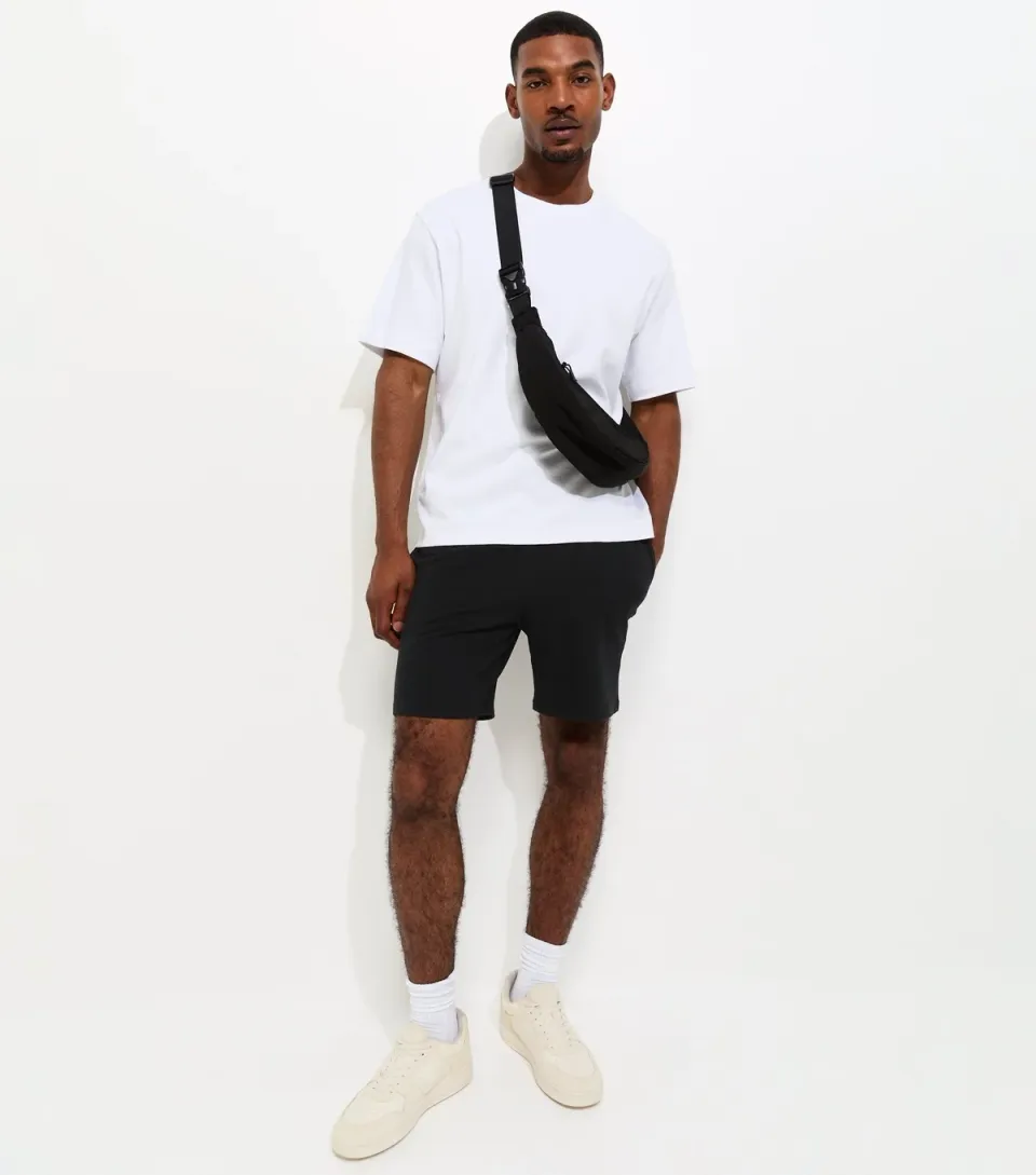 Men's Black Regular Textured Cotton Rich Shorts