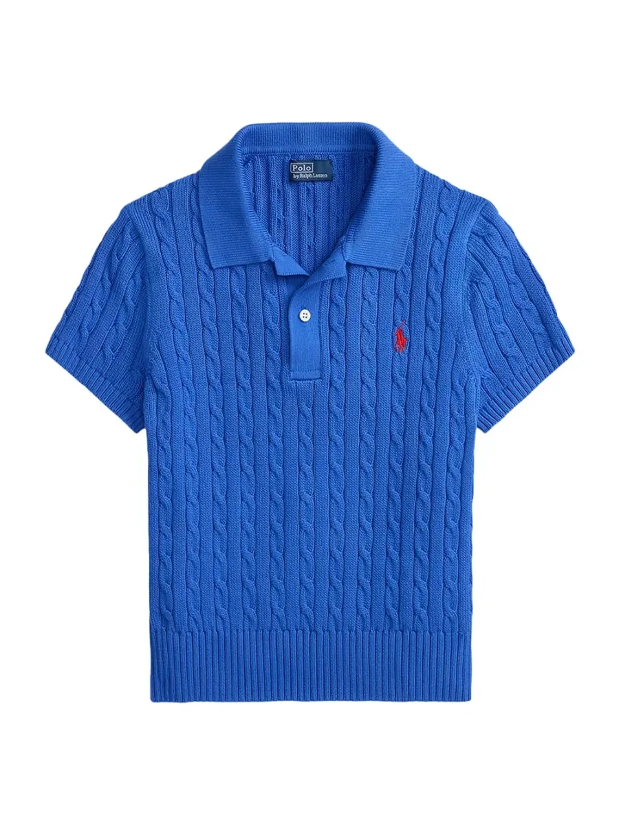 Cropped Polo Shirt Blue