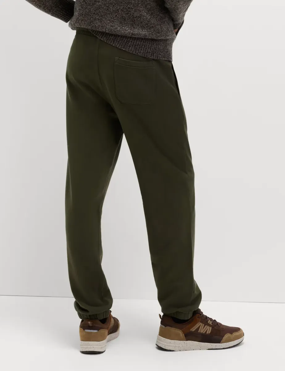 Garment Dyed Pure Cotton Joggers Dark Khaki