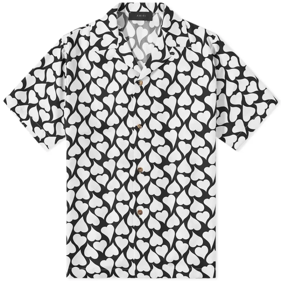 Love Hearts Silk Twill Bowling Shirt