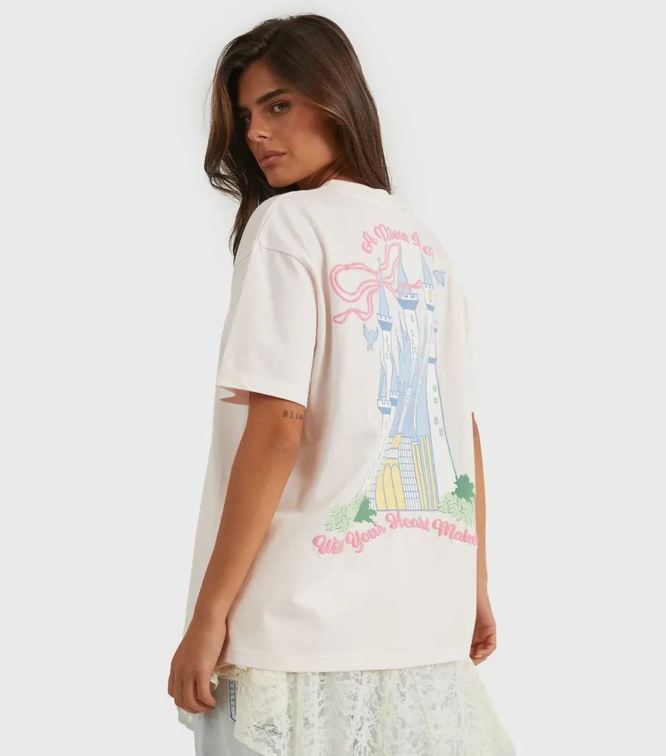 Women's Light Pink Disney Castle T-Shirt