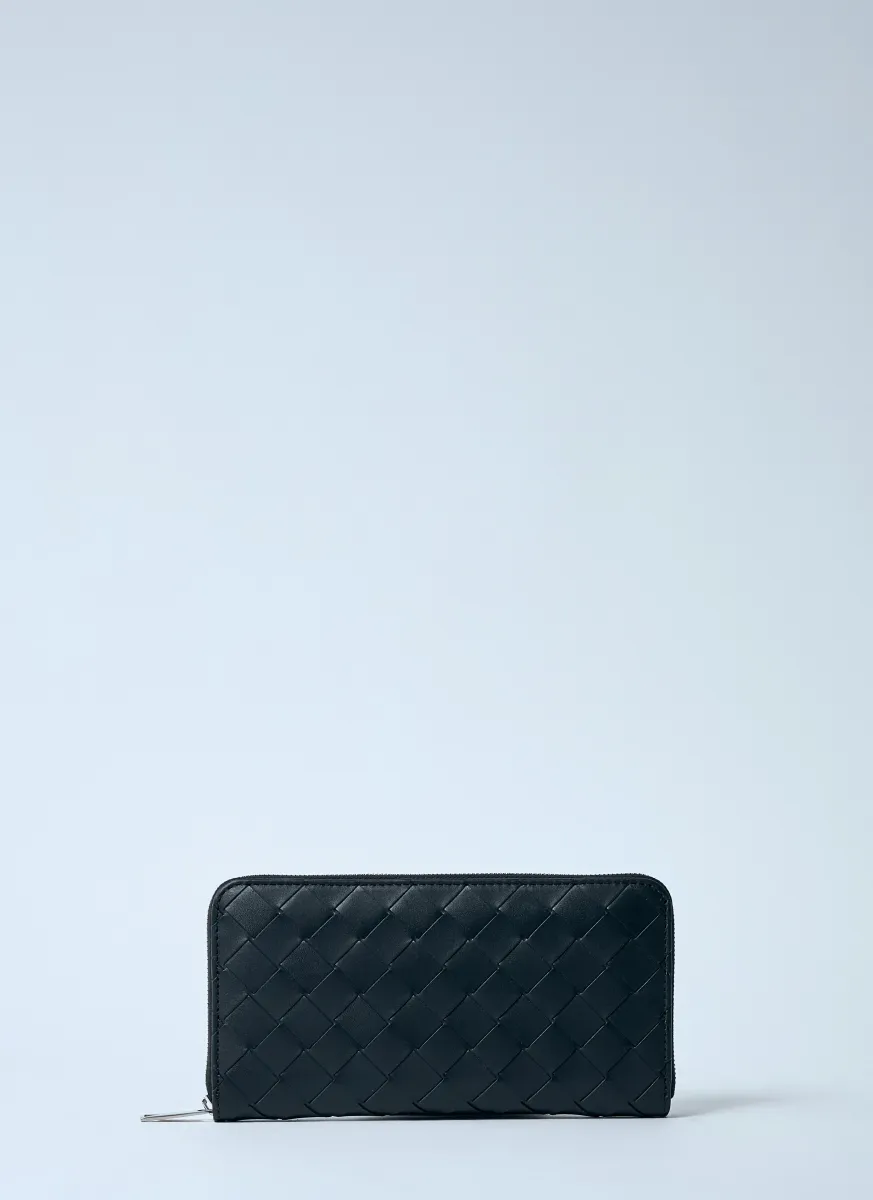 Intrecciato Leather Zip-Around Wallet