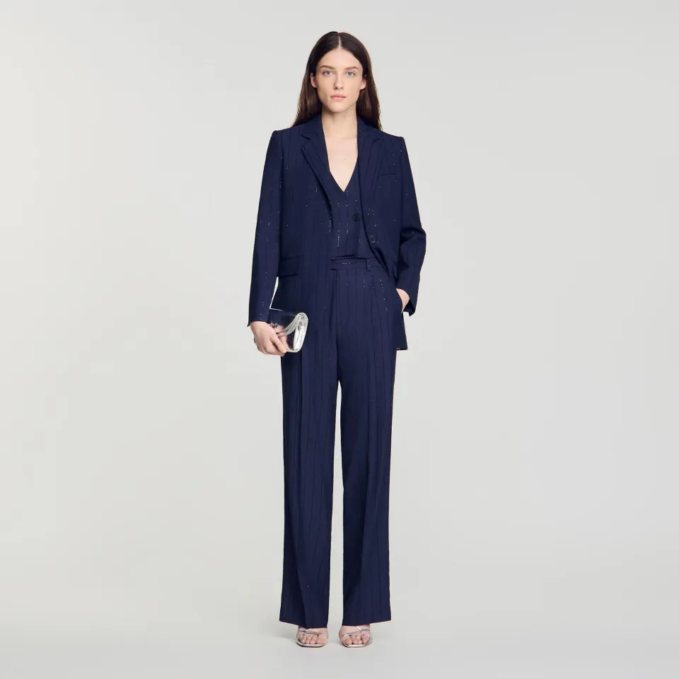 Striped sequin trousers