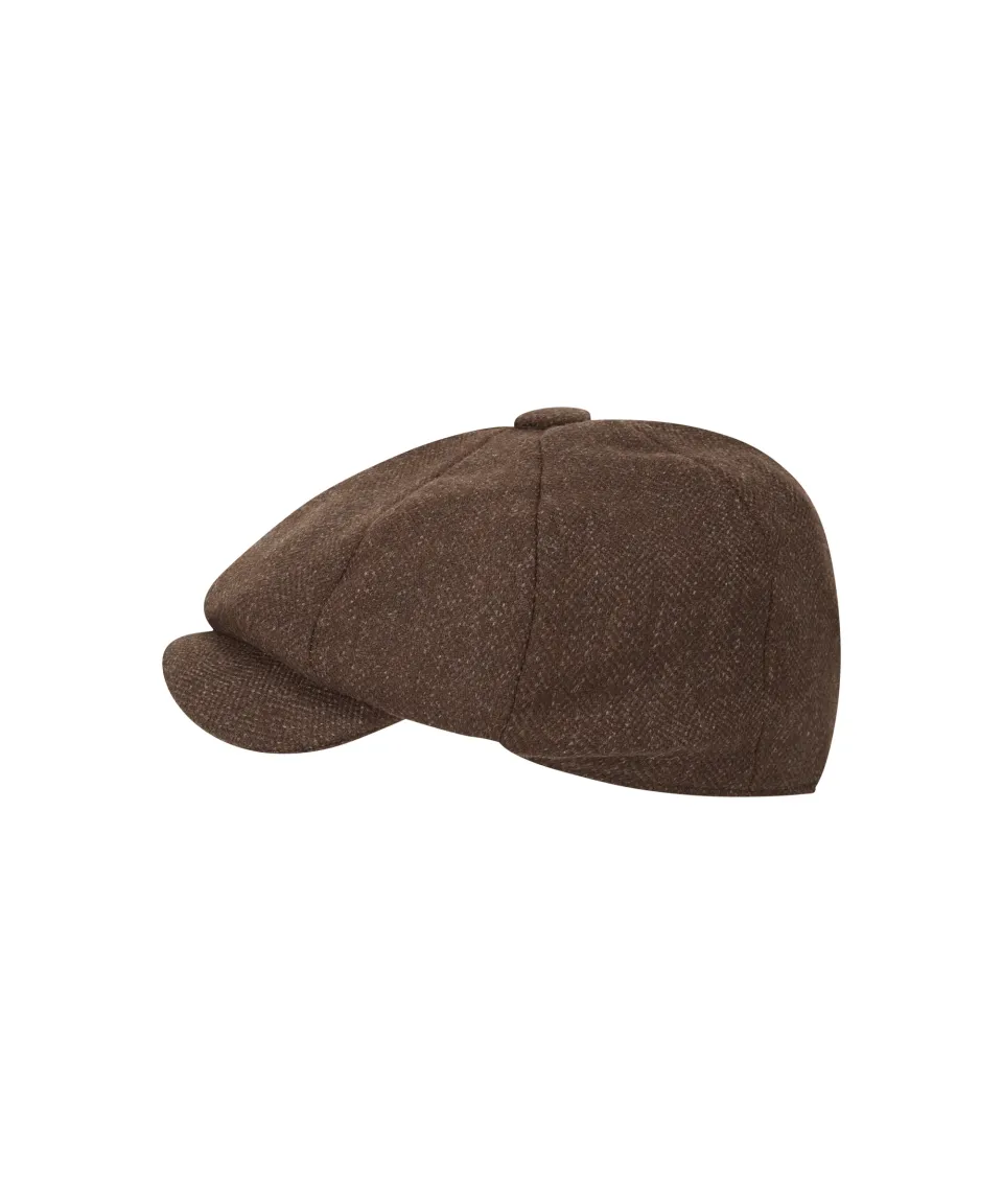 Women's Newsboy Cap - Chocolate Herringbone Tweed