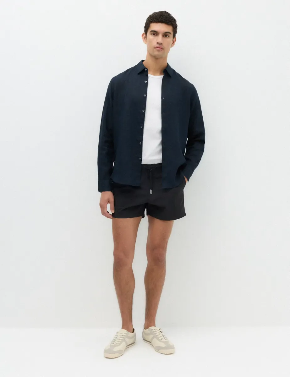 Regular Fit Pure Linen Shirt Navy