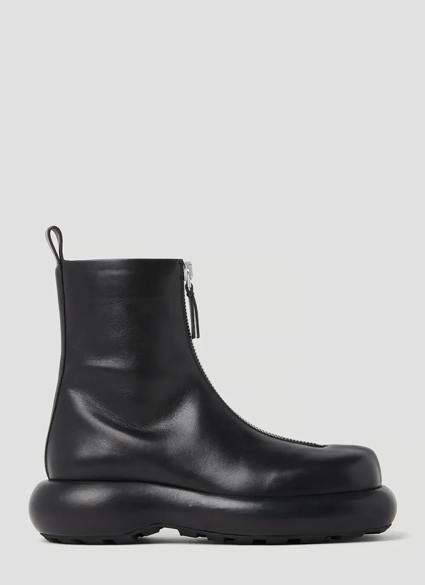 Zip Up Leather Ankle Boots