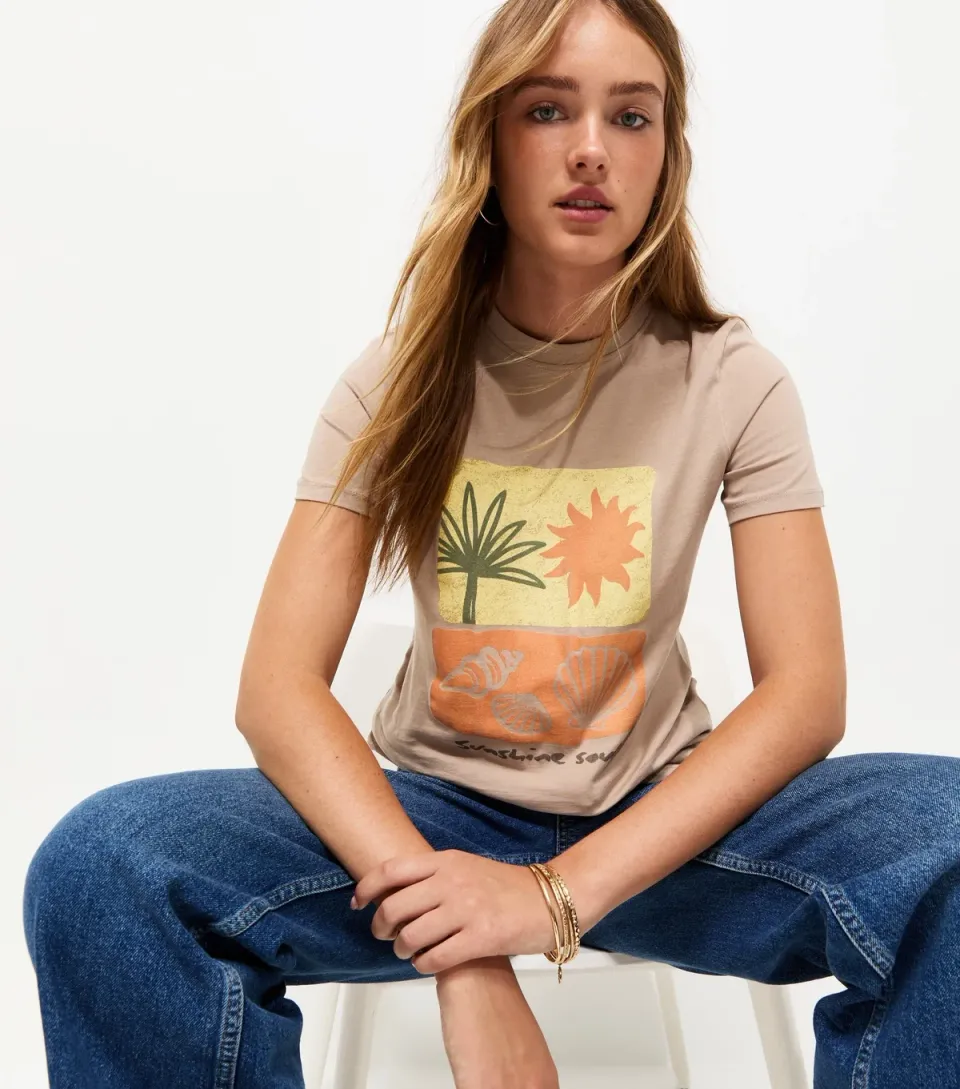 Women's Mink Cotton Sunshine Soul Relaxed T-Shirt