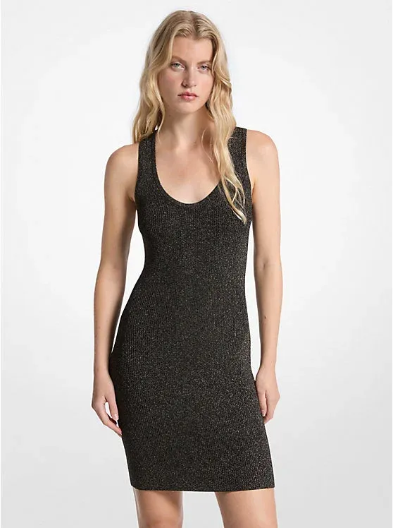 Metallic Ribbed Knit Tank Dress