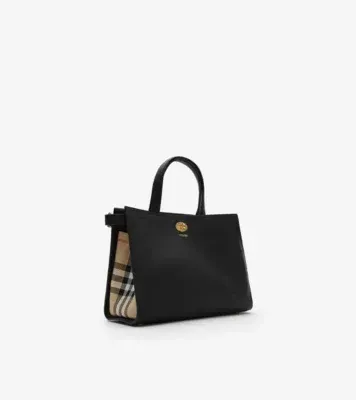 Small Check Cotswolds Tote in Black - Women, Leather