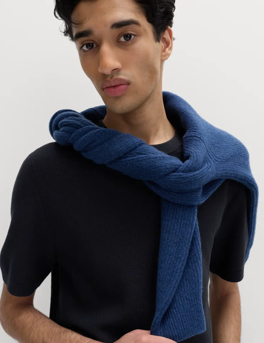 Cotton Rich Textured Knitted T-Shirt Navy