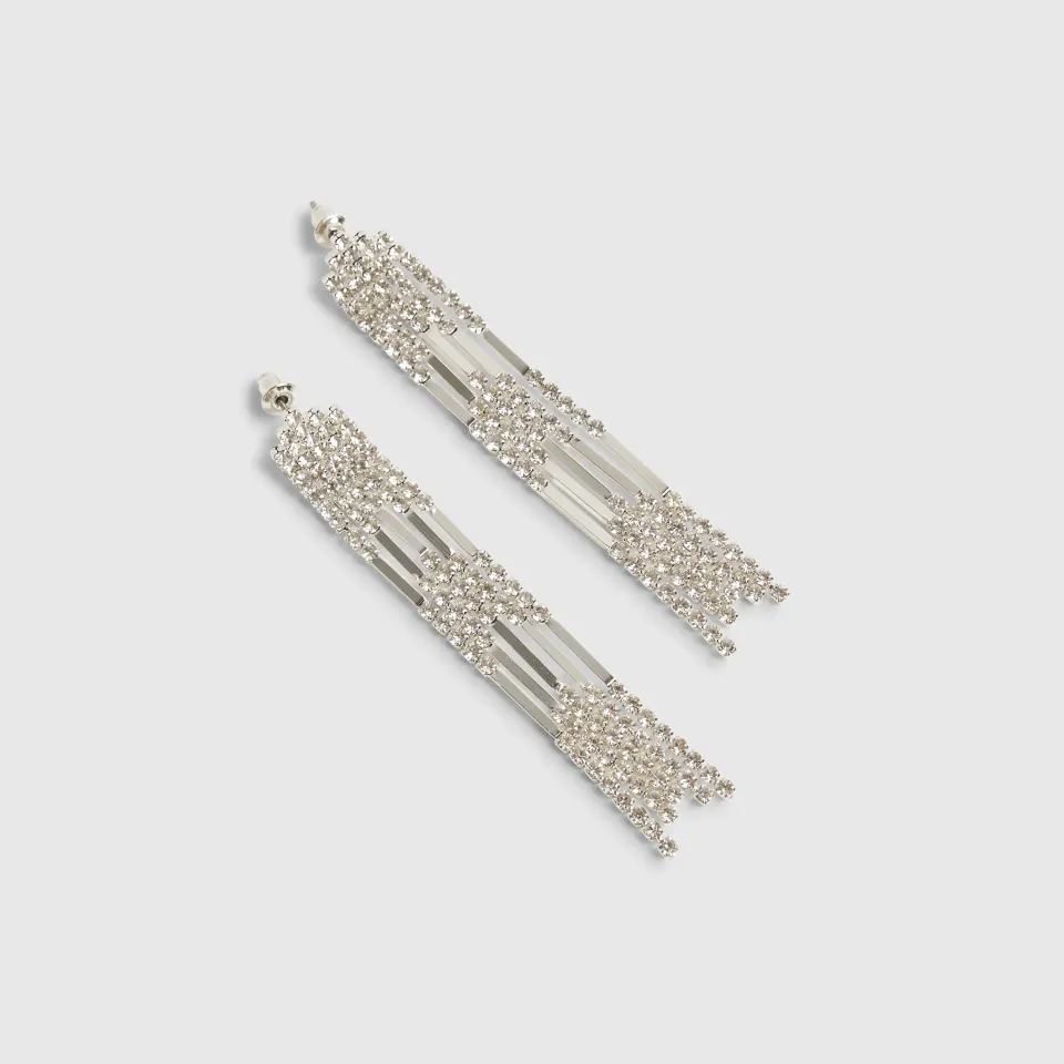 Rhinestone Chevron Drop Earrings