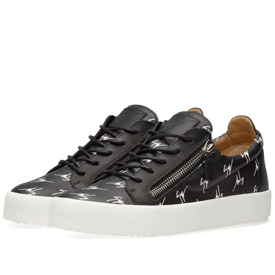Logo Printed Double Zip Low Sneaker