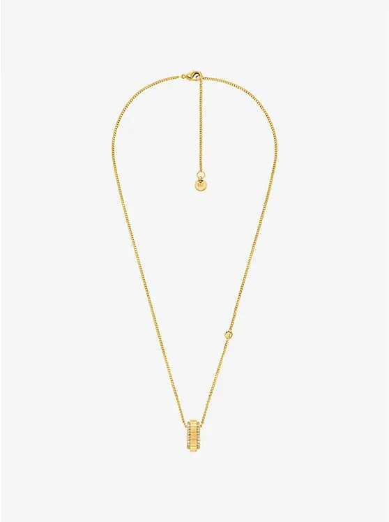 Pavé Gold-Tone Brass Ring Necklace