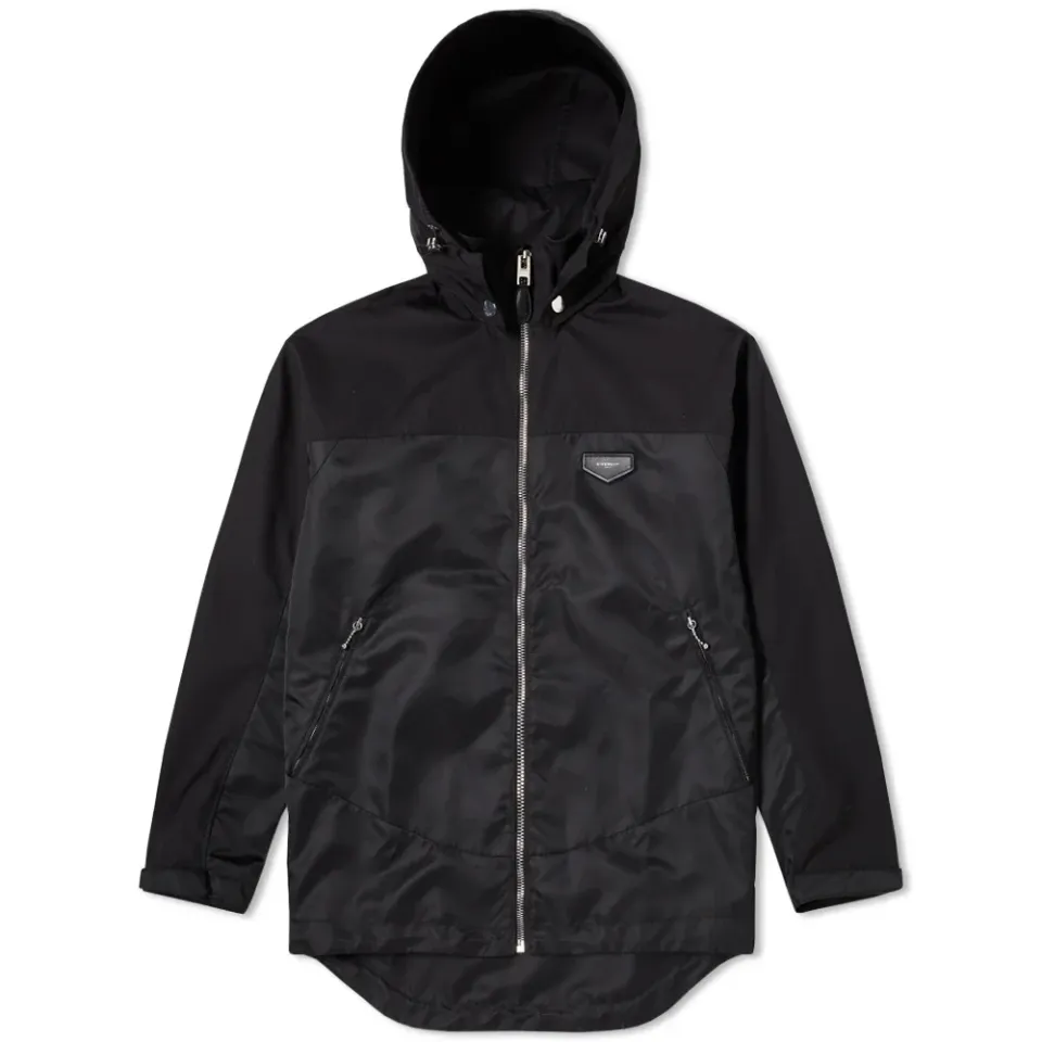 Leather Patch Hooded Jacket
