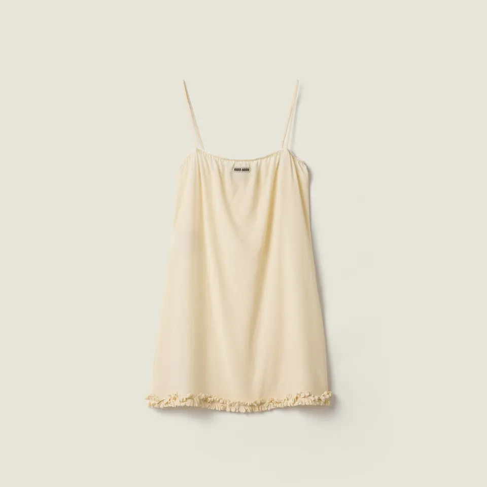 Embroidered marocain crepe dress