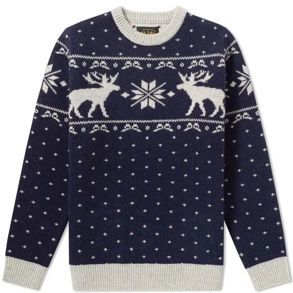 Deer Pattern Crew Knit
