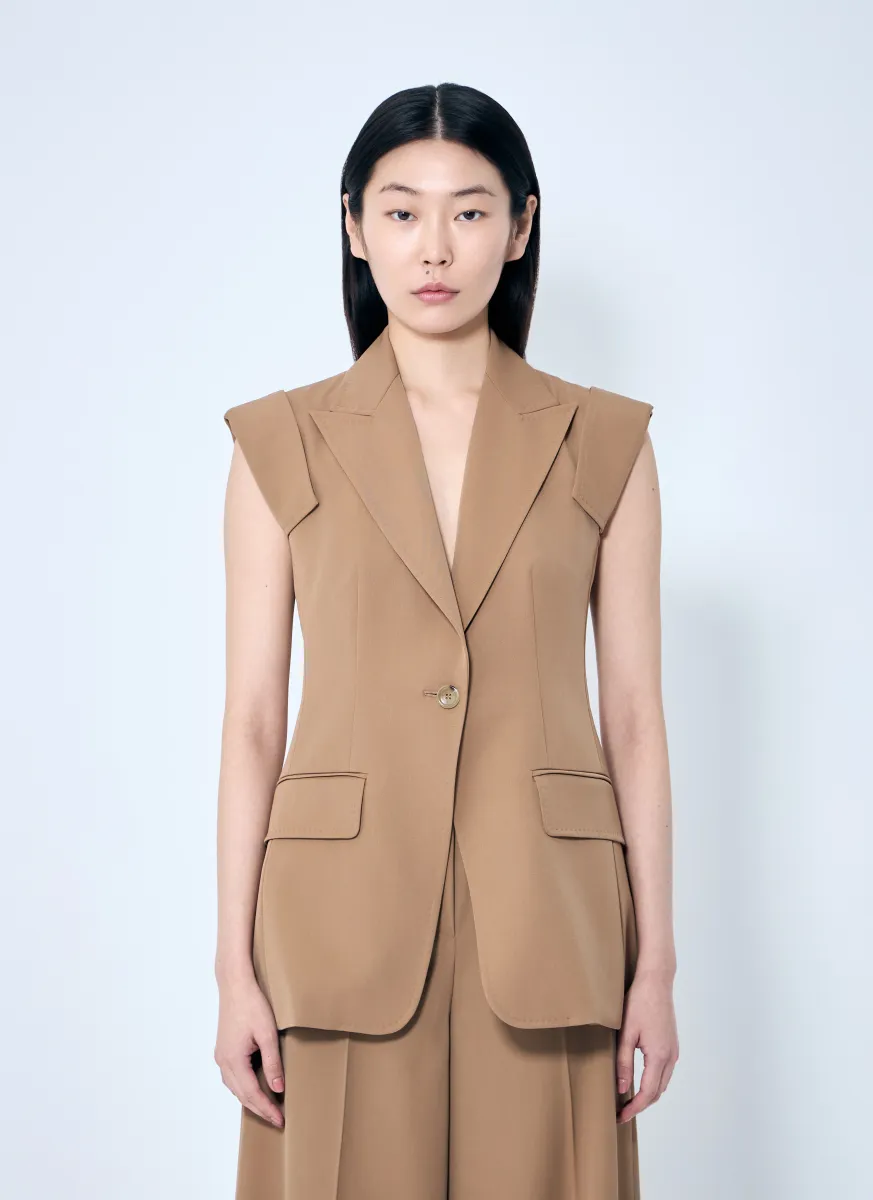 Sleeveless Gabardine Jacket