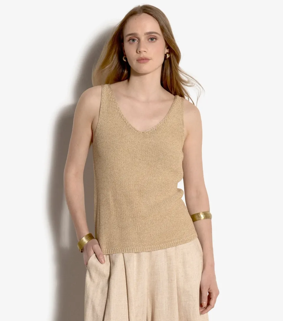 Women's Dark Yellow Sparkle Knit Cami Top