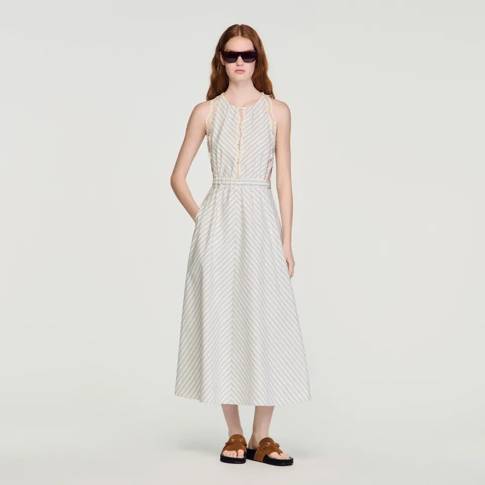 Striped cotton maxi dress
