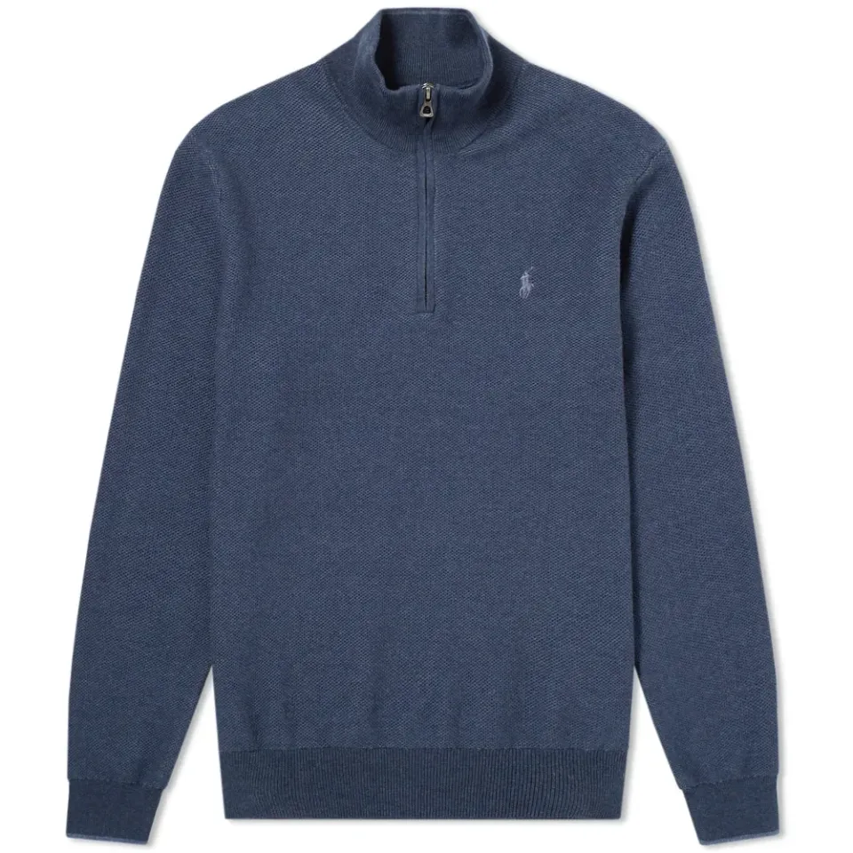 Textured Cotton Half Zip Knit