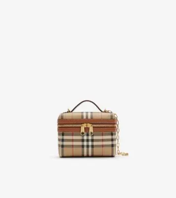 Mini Check Vanity Bag in Archive beige - Women, Cotton, Technical