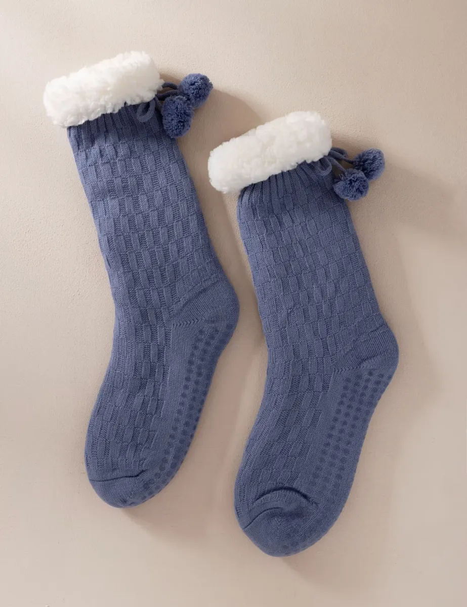 Borg Slipper Socks With Grip