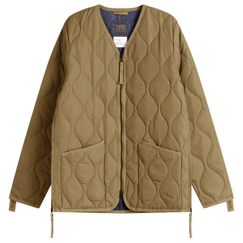 Military Zip V-Neck Down Jacket