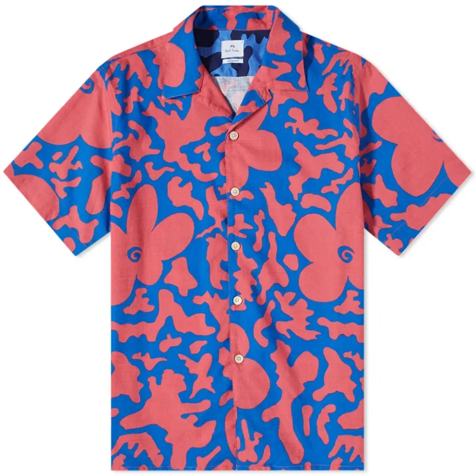 Macro Floral Print Vacation Shirt