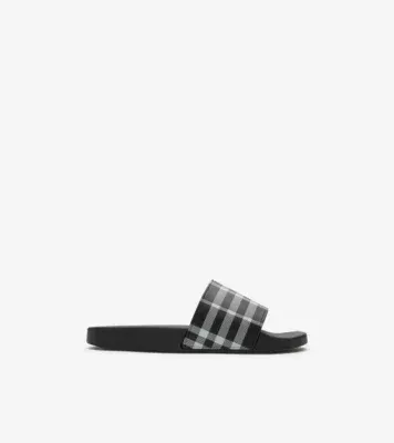 Check Slides in Black/calico beige - Men, Technical