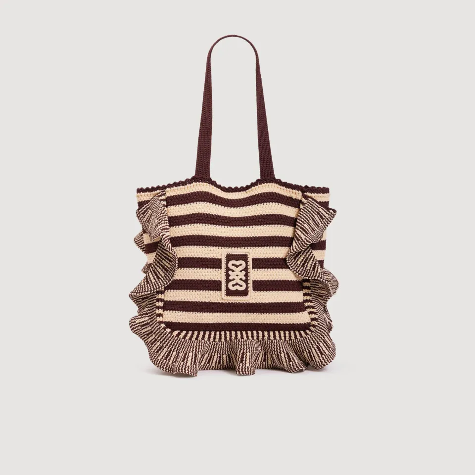 Striped crochet bag