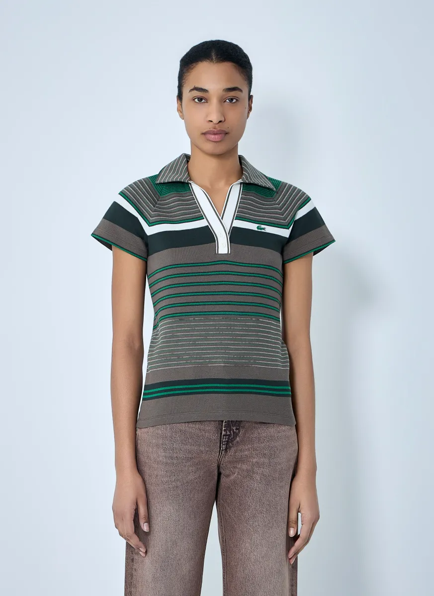 Slim Fit Striped Piqué Polo Shirt