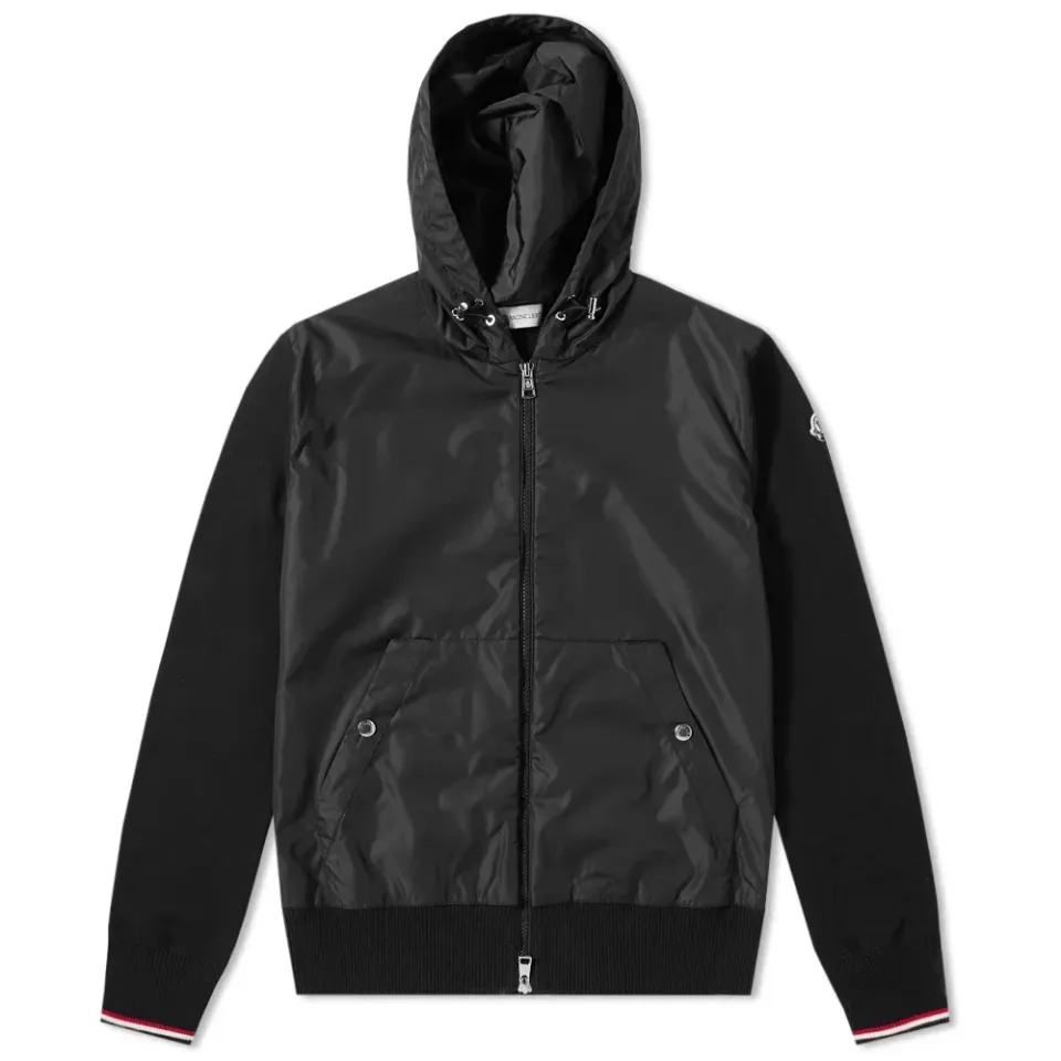 Nylon Front Zip Hooded Knit