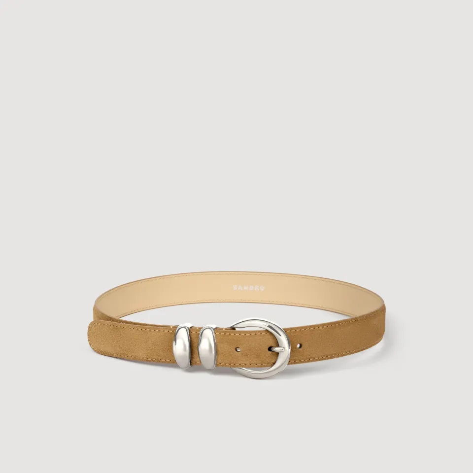 Leather belt with metal buckle