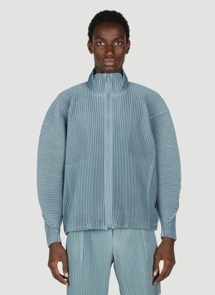 Pleated Zip Up Cardigan