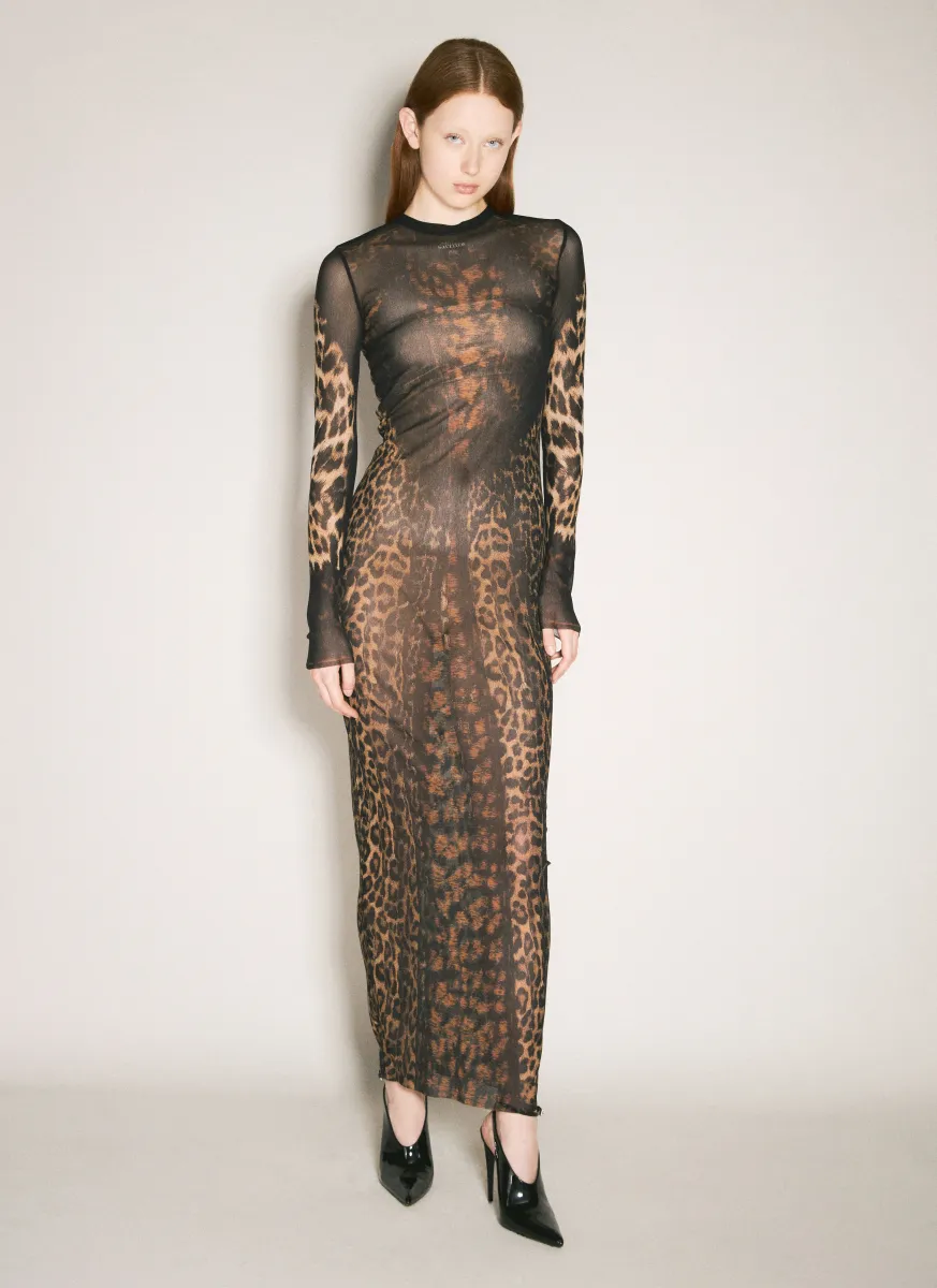 Leopard Mesh Maxi Dress