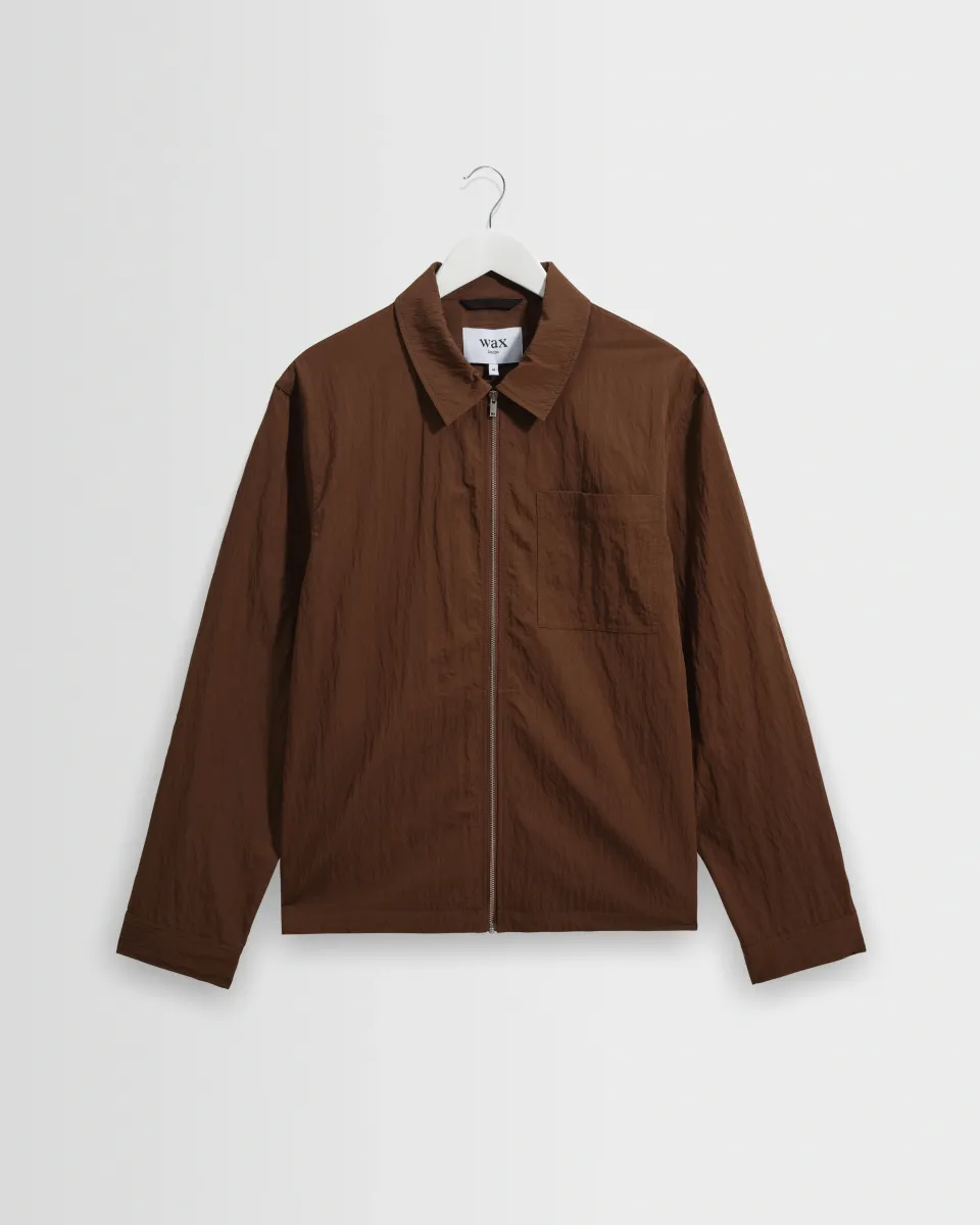 Lytton - Brown Crinkle Nylon Overshirt