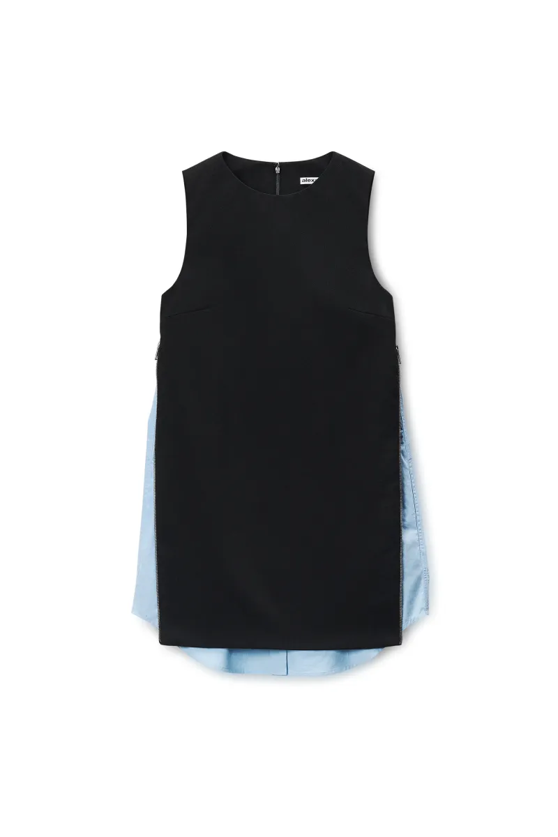 Shift Mini Dress with Zip Side Panels