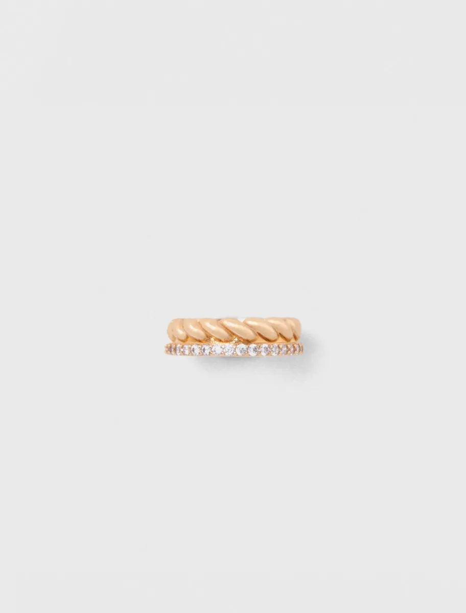 Twisted gold rhinestone ring