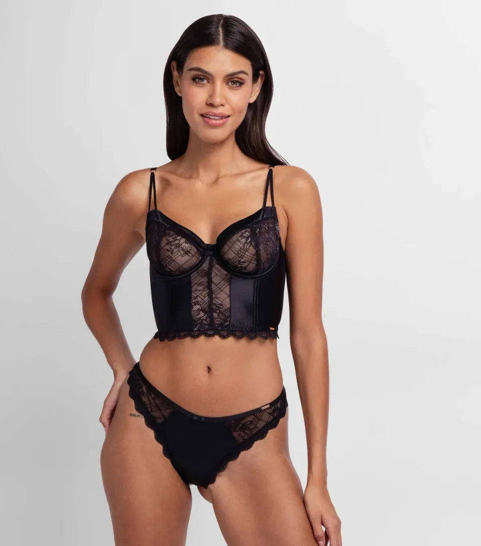 Women's Black Lace Trimmed Bustier